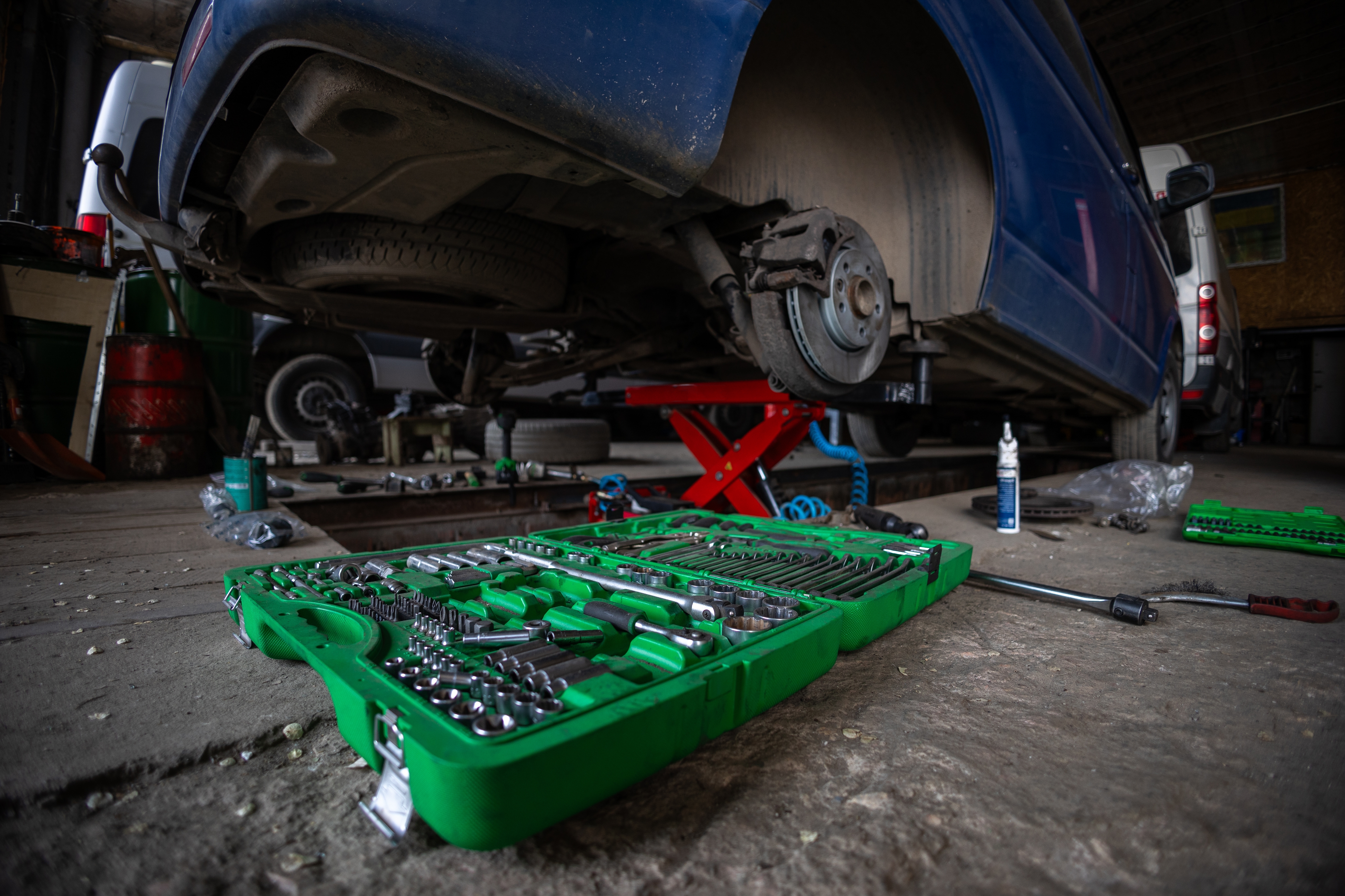 A vehicle having a lift kit installed